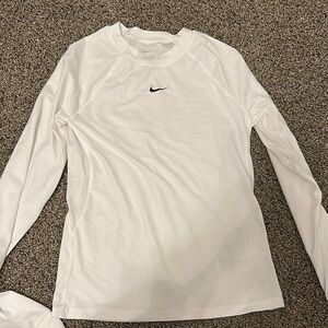 Nike White Fitted Long Sleeve Tee